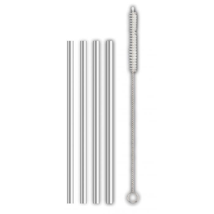 COCKTAIL STRAWS REUSABLE STAINLESS STEEL 6" 4 PACK
